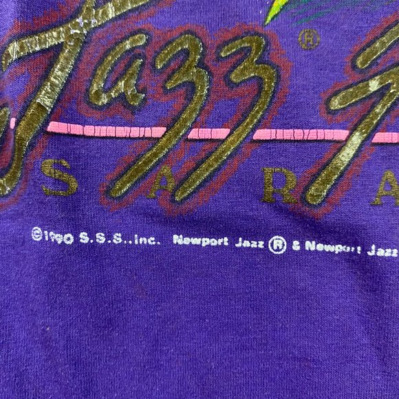 Vintage 1990 Newport Jazz Festival T Shirt Mens Medium Purple 90s Single Stitch - Picture 3 of 7